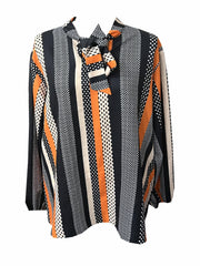 Casual Blouse Women's Plus Stripe & Dot Print Lantern Sleeve