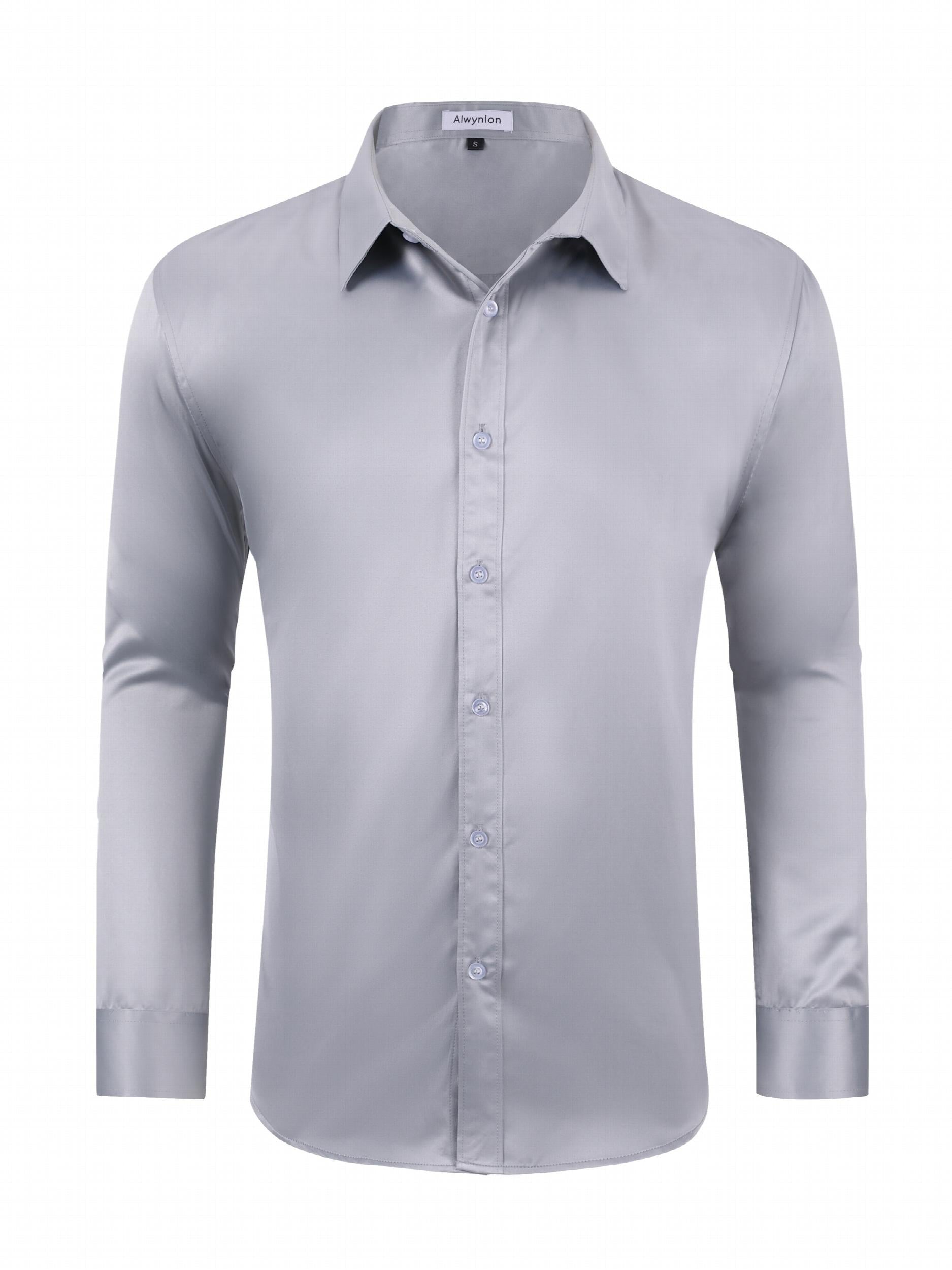 Men's Satin Button Up Shirt for Business Occasions