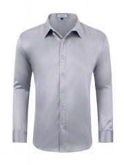 Men's Satin Button Up Shirt for Business Occasions