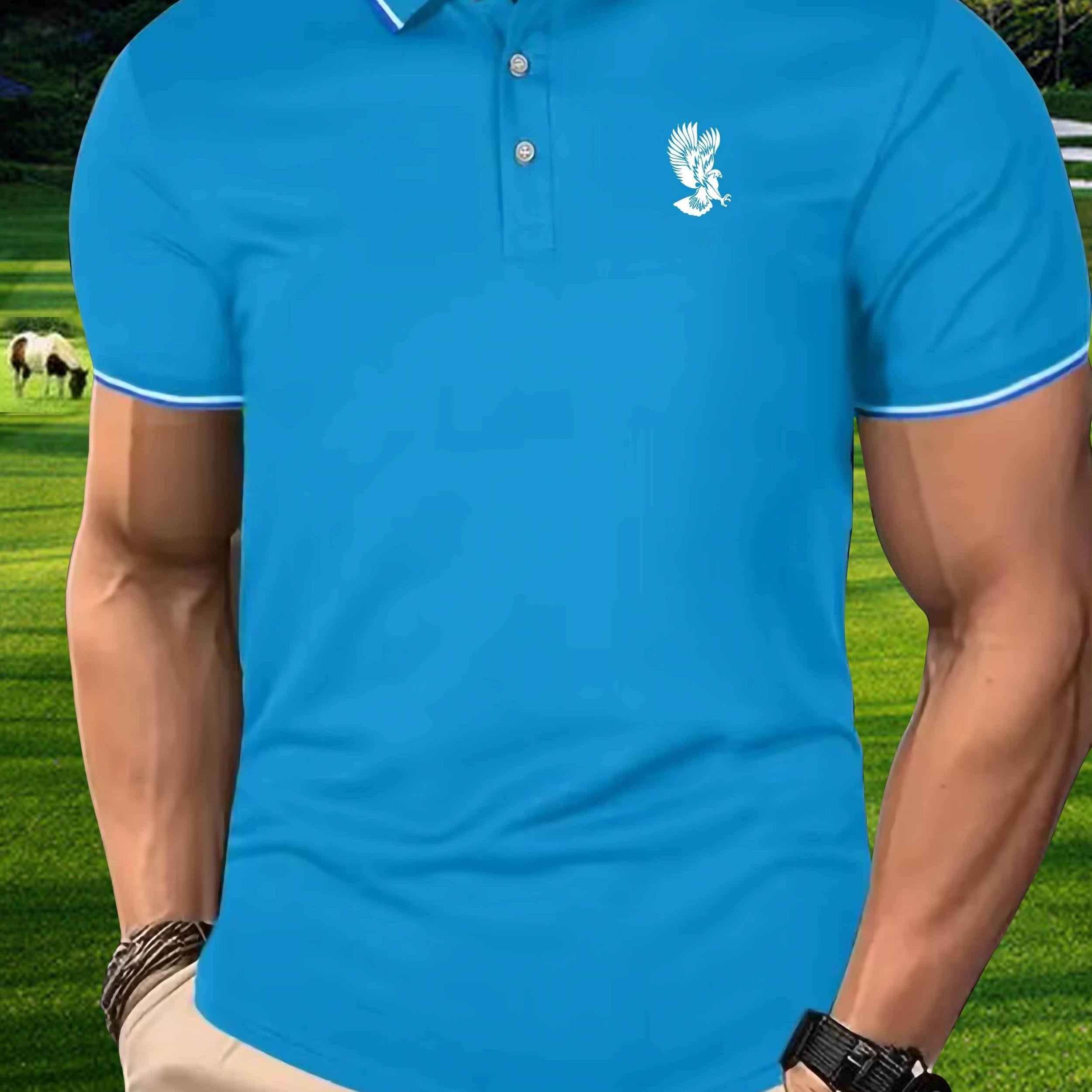 Eagle Pattern Men's Polo Shirt Custom Fit Tipped Cuffs