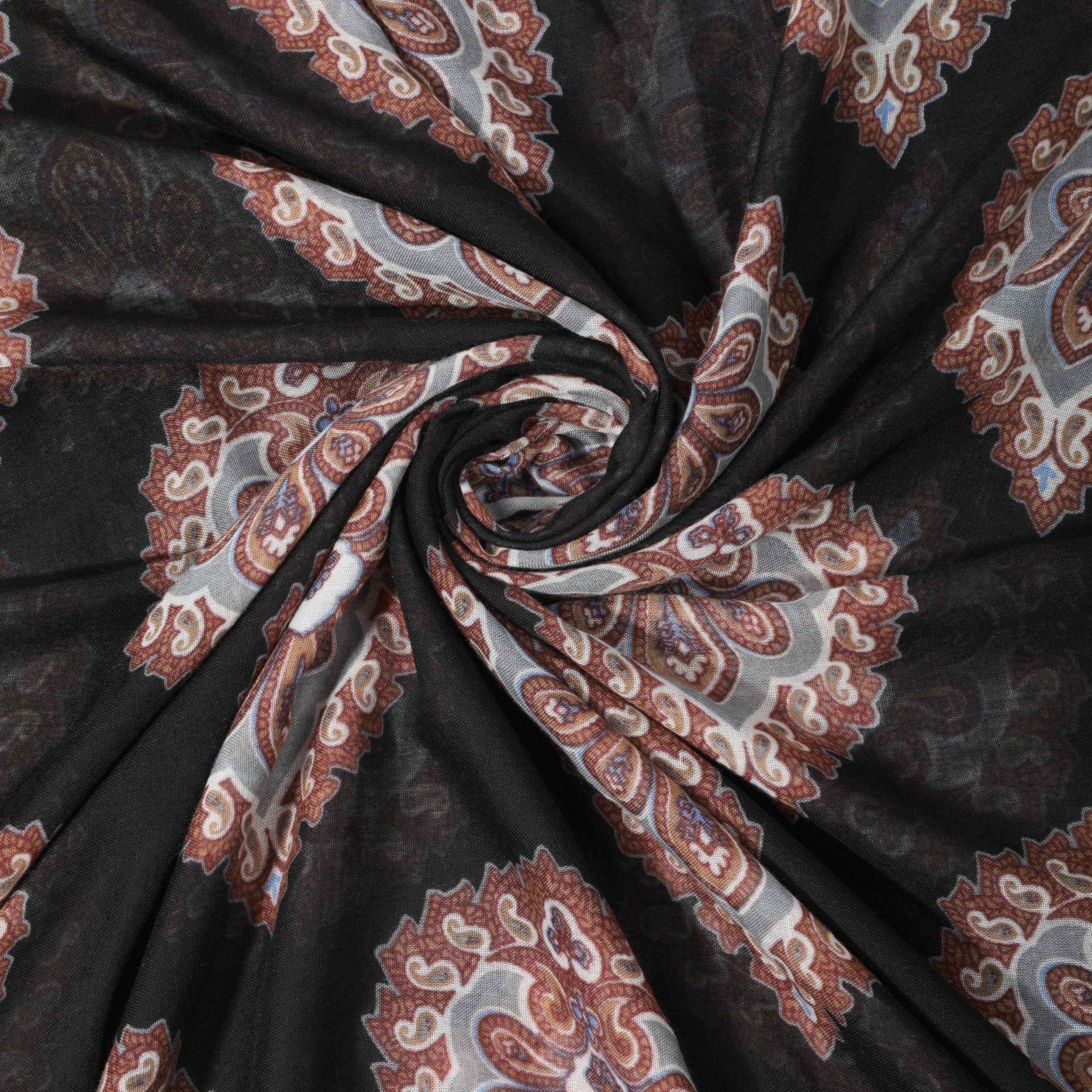 Boho Flower Print Scarf Vintage Tassel Shawl
