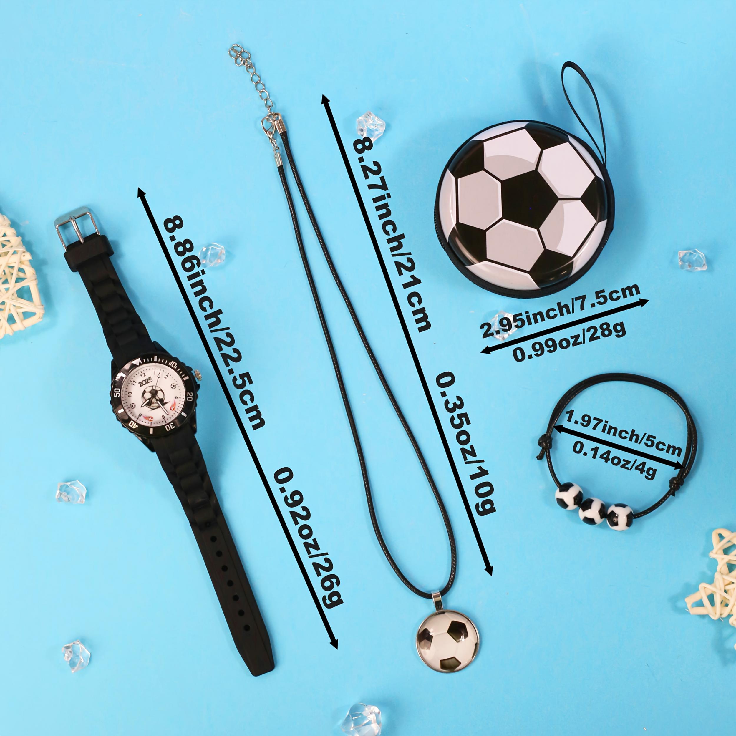 4pcs Boys Quartz Watch Set European and American Sport Style Soccer Wristwatch