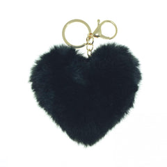 Heart Shape Pom Poms Keychain Fluffy Rabbit Fur Keyring for Car Bag