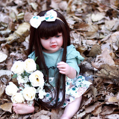 22 Inch Lifelike Reborn Doll Soft Silicone Body Long Hair Princess Gift