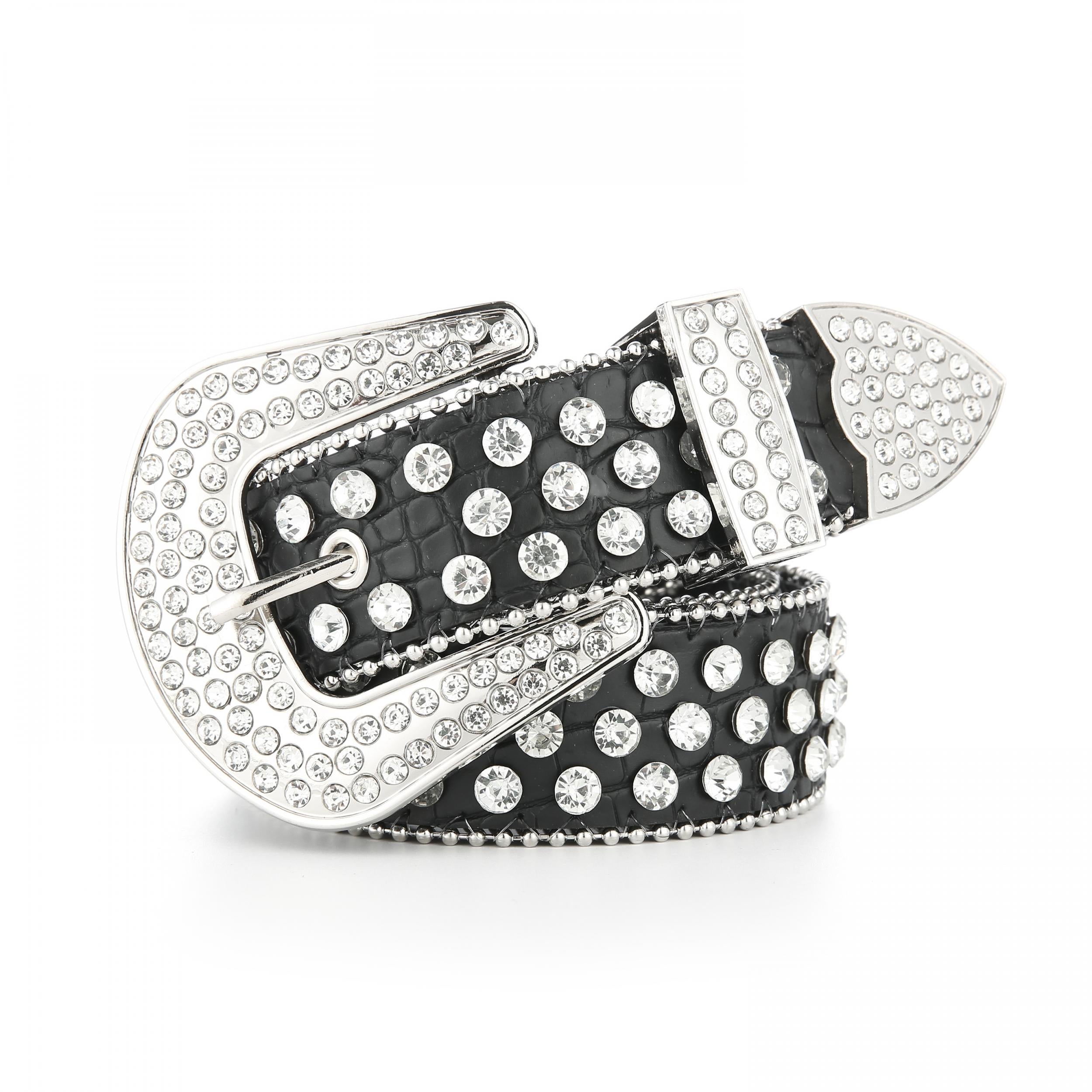 Y2K Rhinestone Decor PU Belt Sparkly Punk Cowboy Cowgirl Belt