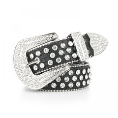 Y2K Rhinestone Decor PU Belt Sparkly Punk Cowboy Cowgirl Belt