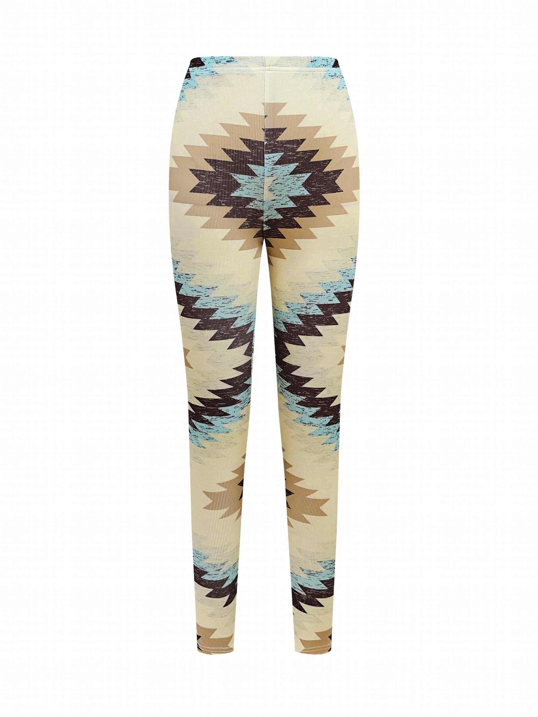 Ethnic Style Geometric Pattern Sports Leggings Yoga Tight Pants