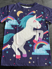Rainbow Pony 3D Graphic T Shirt for Girls Active Stretchy Tee