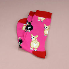 Funny Corgi Pattern Socks Women's Crew Stockings