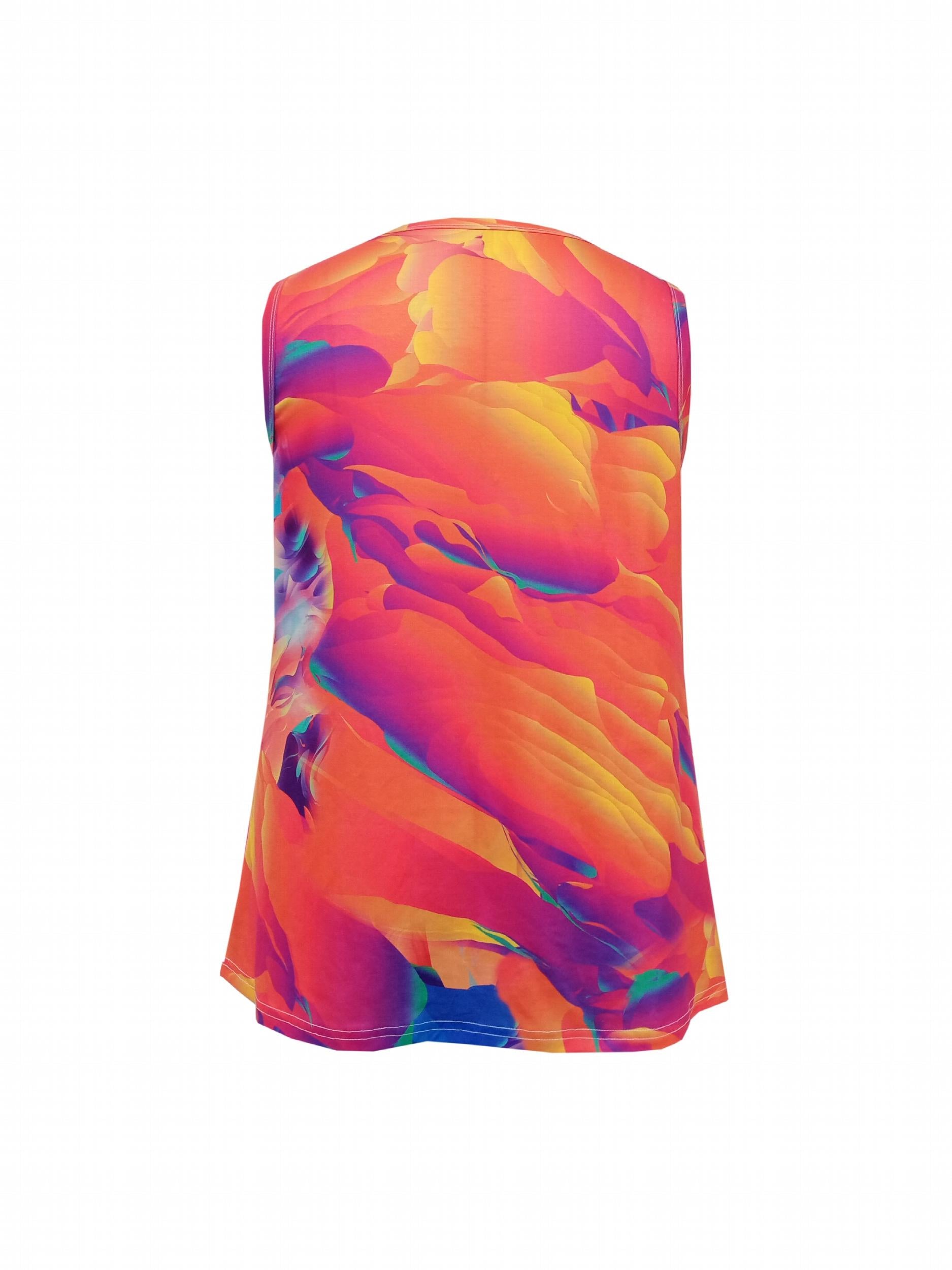 Tie Dye Print Criss Cross Tank Top Slight Stretch