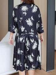 Satin Floral Print Robe & Dress Set
