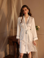 Soft House Robe Long Sleeve Lounge Robe With Belt