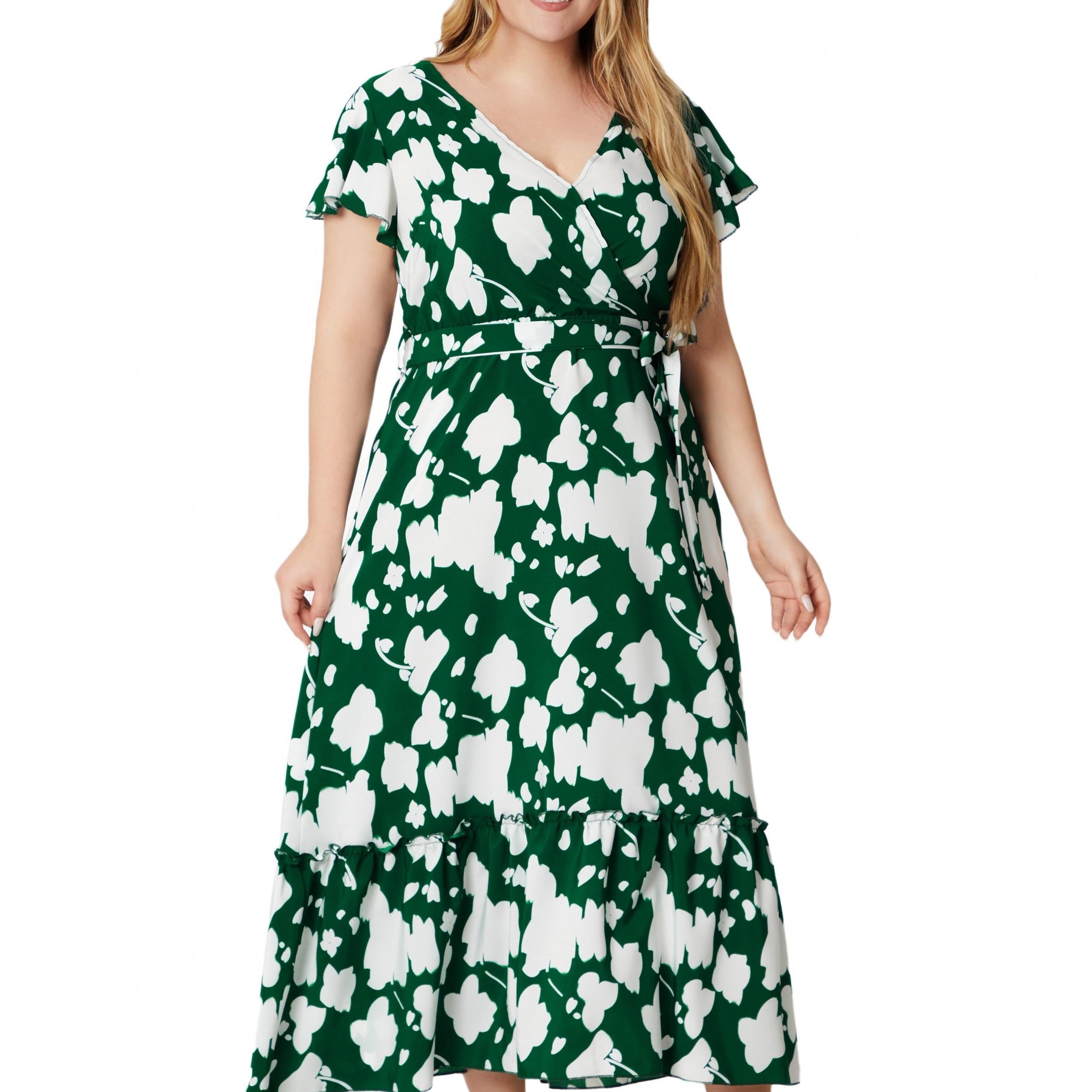 Ruffle Trim Maxi Smock Dress With Belt