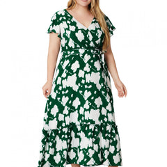 Ruffle Trim Maxi Smock Dress With Belt