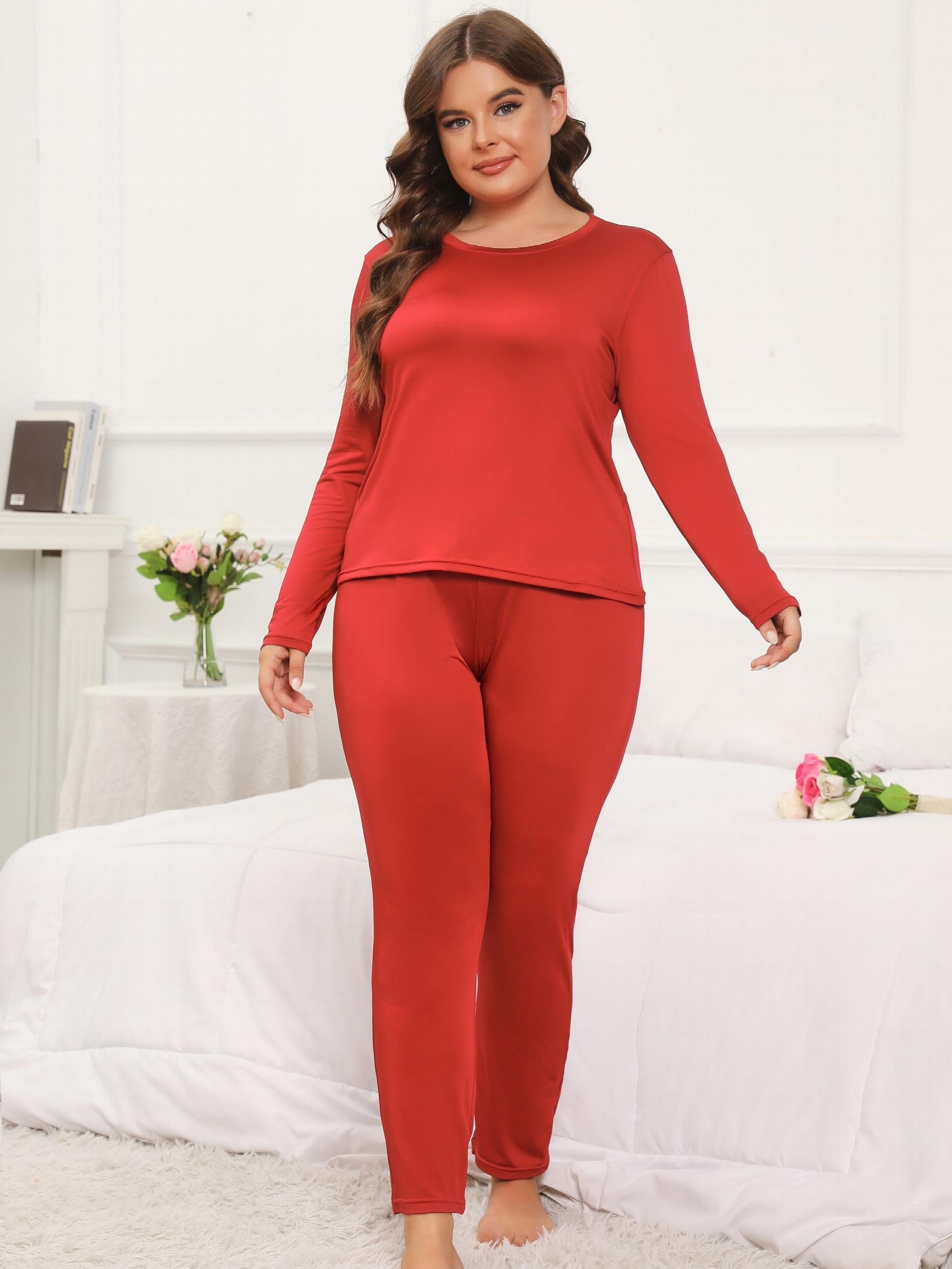 Loungewear Set: Solid Long Sleeve Tee & Leggings 2 Piece Set
