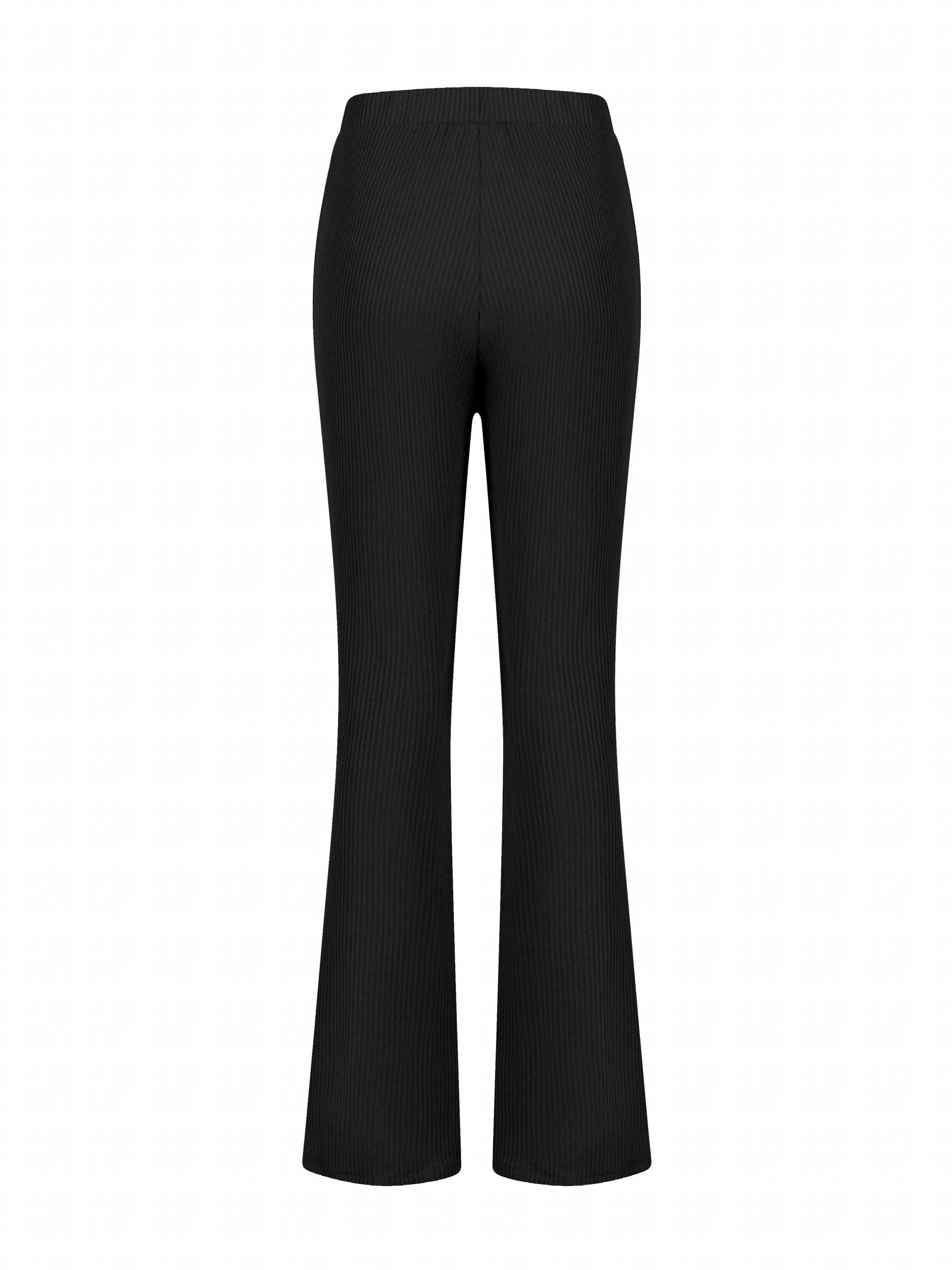 Ribbed Flared Pants Casual Women's Clothing