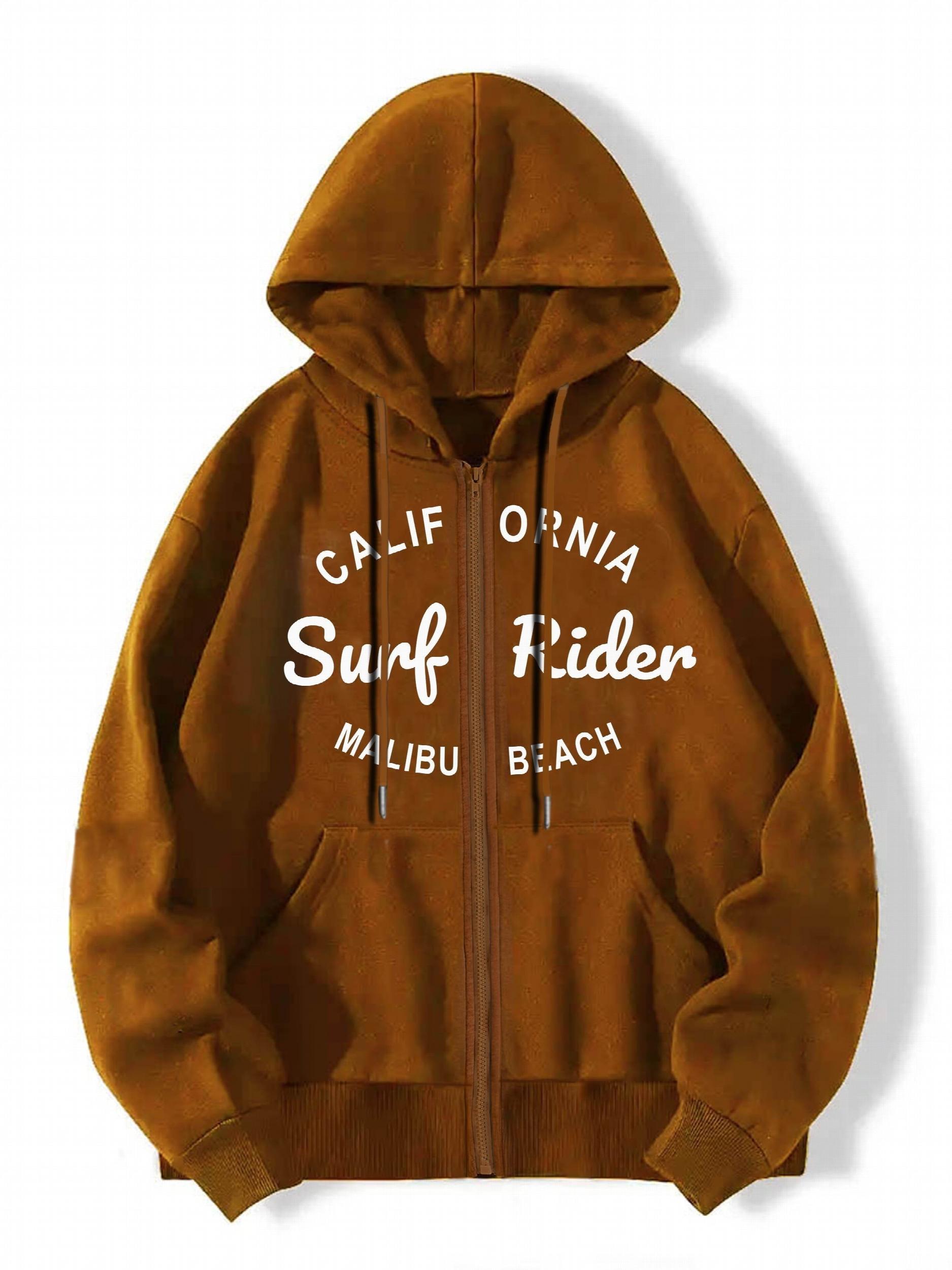 Casual Sports Hooded Sweatshirt Zipper Drawstring Hoodie
