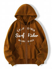 Casual Sports Hooded Sweatshirt Zipper Drawstring Hoodie