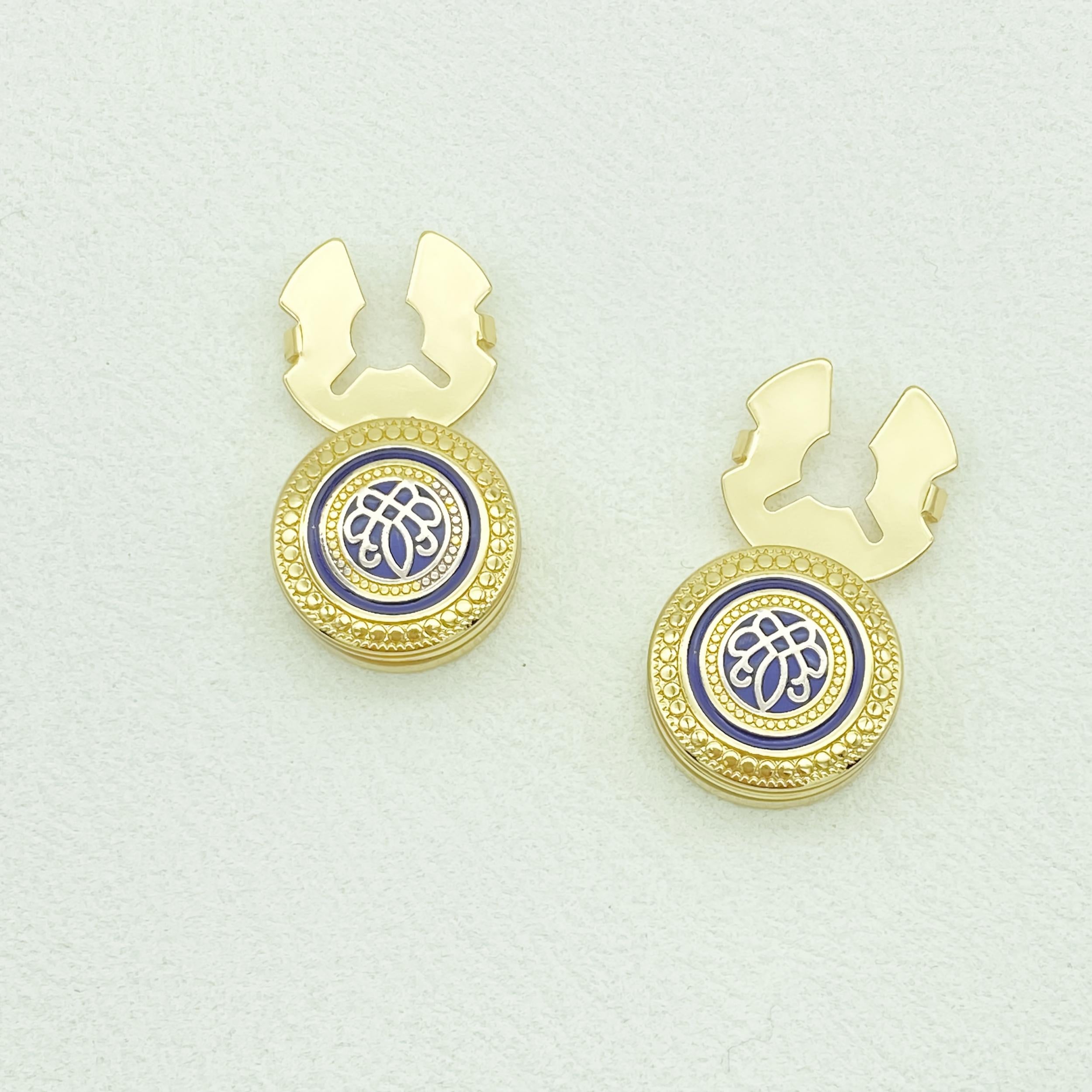 2pcs Golden Tone Round Hollow Button Covers with Intricate Patterns