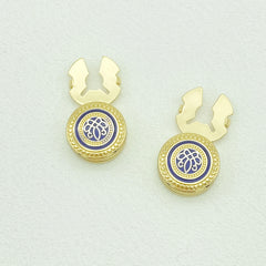 2pcs Golden Tone Round Hollow Button Covers with Intricate Patterns