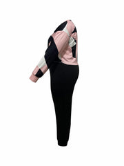 Women's Plus Geometric Print V Neck Top & Pants Outfits 2 Piece Set