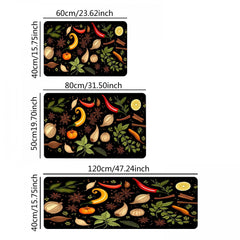 1pc Kitchen Area Rug Seasoning Star Anise Garlic Pepper Pattern Carpet