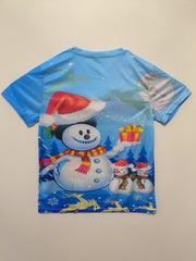 Christmas Snowman Print Men's Graphic T-shirt Casual Comfy Tees