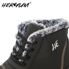 Embroidered Lace up Waterproof Winter Snow Boots for Women