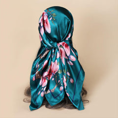 Vintage Floral Bandana Scarf Lightweight Silk Neck Scarfs