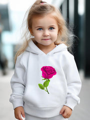 2pcs Rose Print Outfits Girls Hoodies Jogger Pants Set For Girls Sports