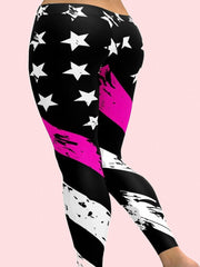 Women's Plus Crinkle Star & Stripe Print Yoga Leggings
