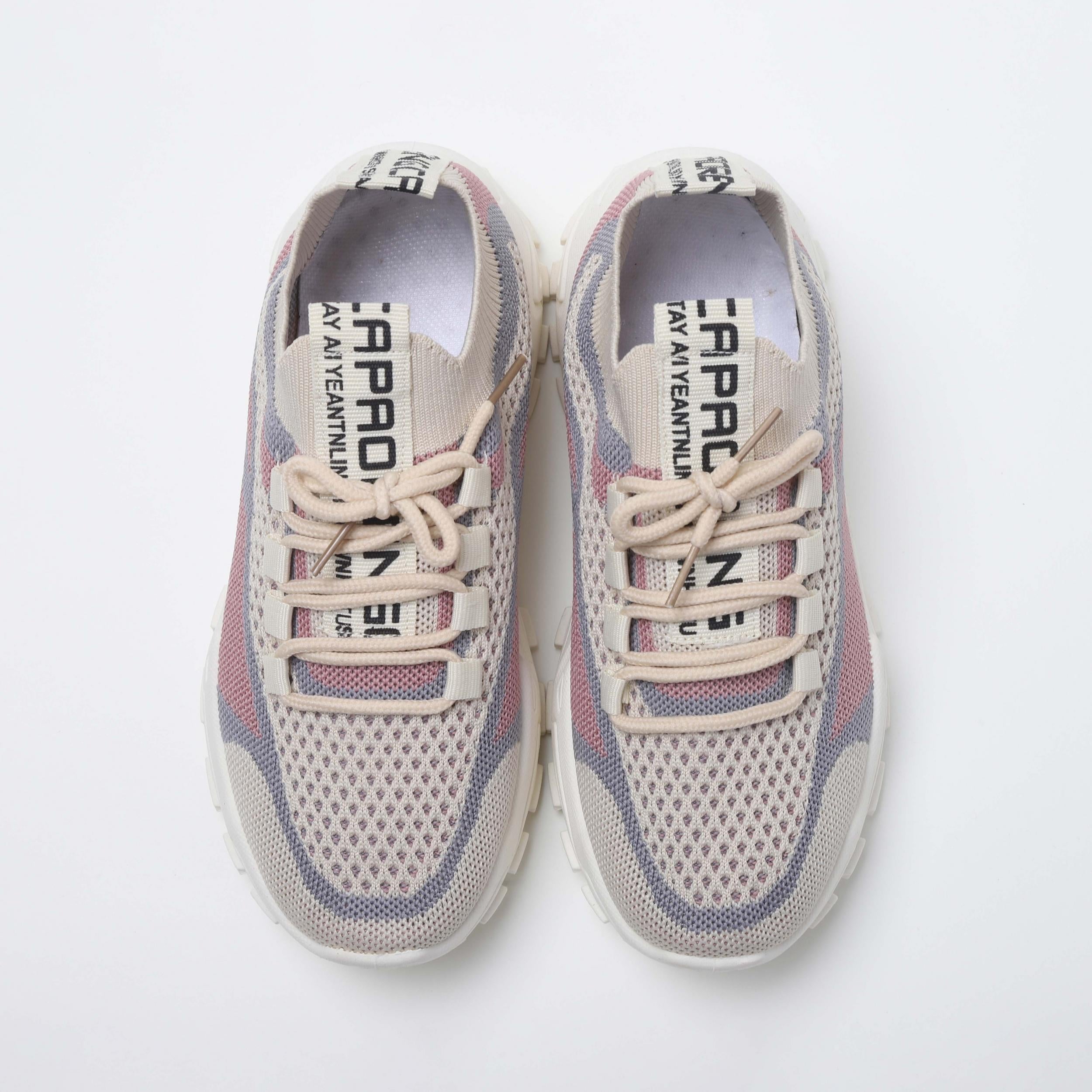 Women's Breathable Knit Platform Sneakers Casual Lace Up Outdoor Shoes
