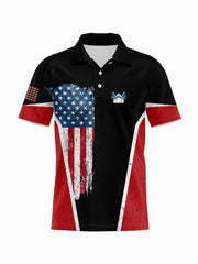 Men's Casual Bowling Print Lapel Short Sleeve Shirt