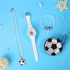 4pcs Boys Quartz Watch Set European and American Sport Style Soccer Wristwatch