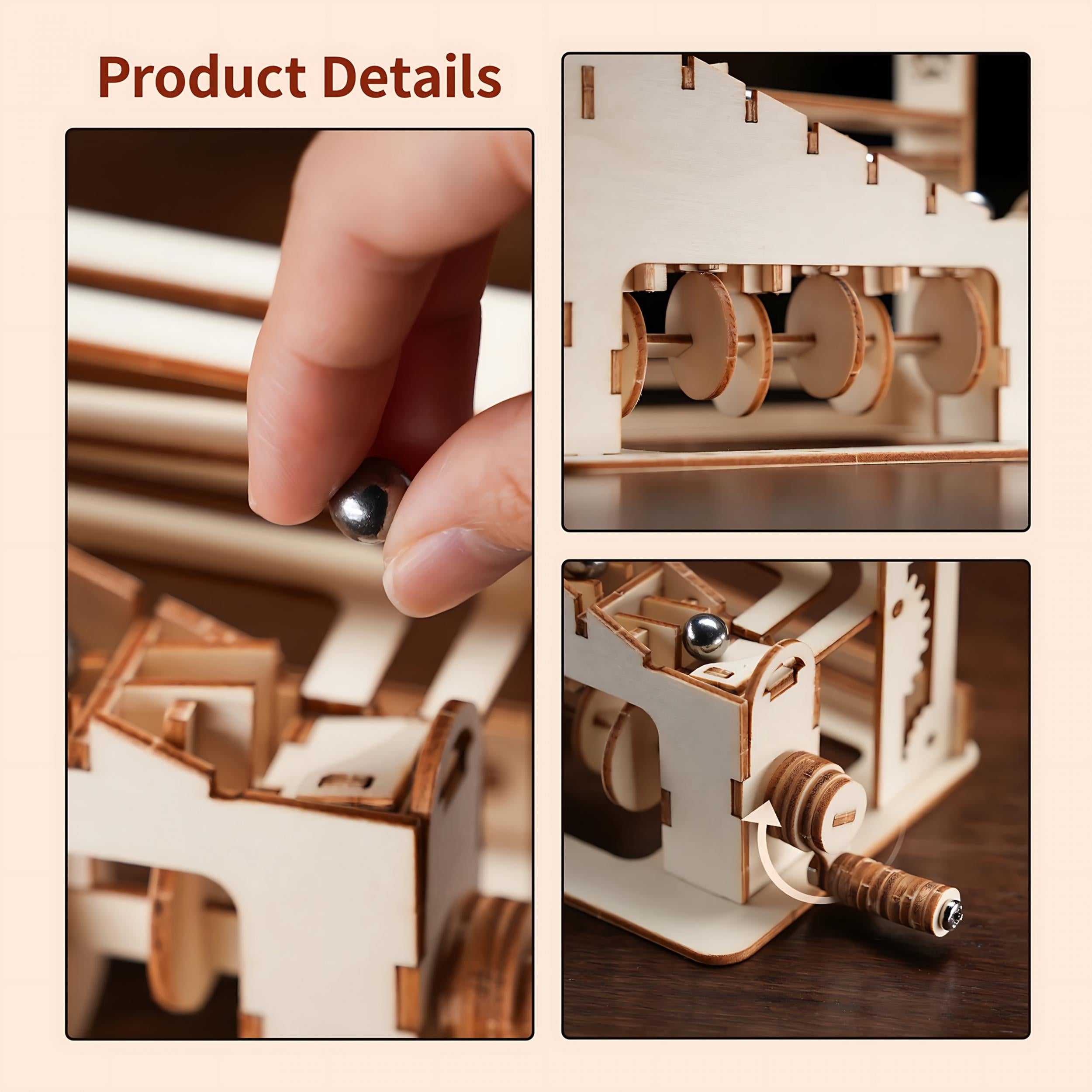 Wooden Puzzle Marble Run Mechanical Building Game