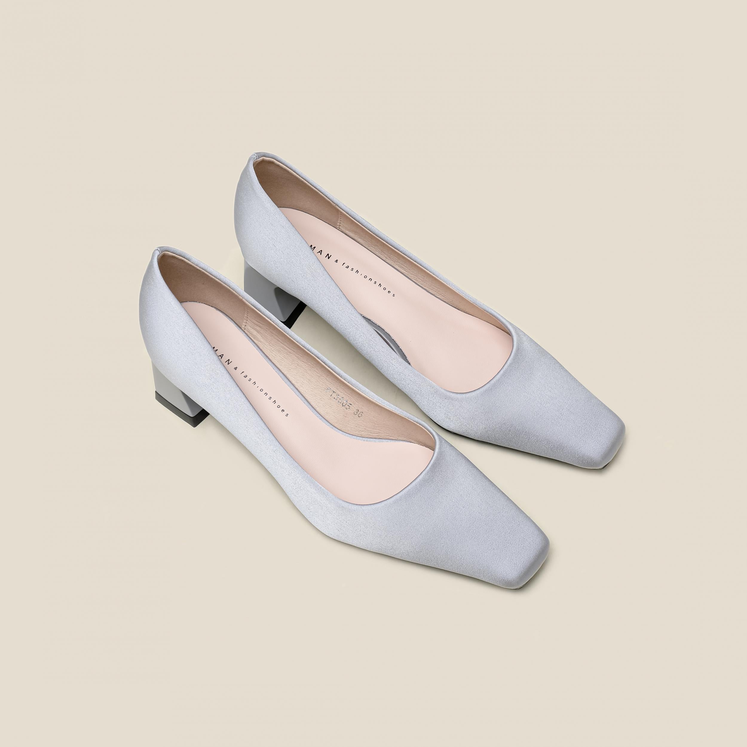 Women's Square Toe Chunky Heel Slip-On Pumps - Casual Shoes