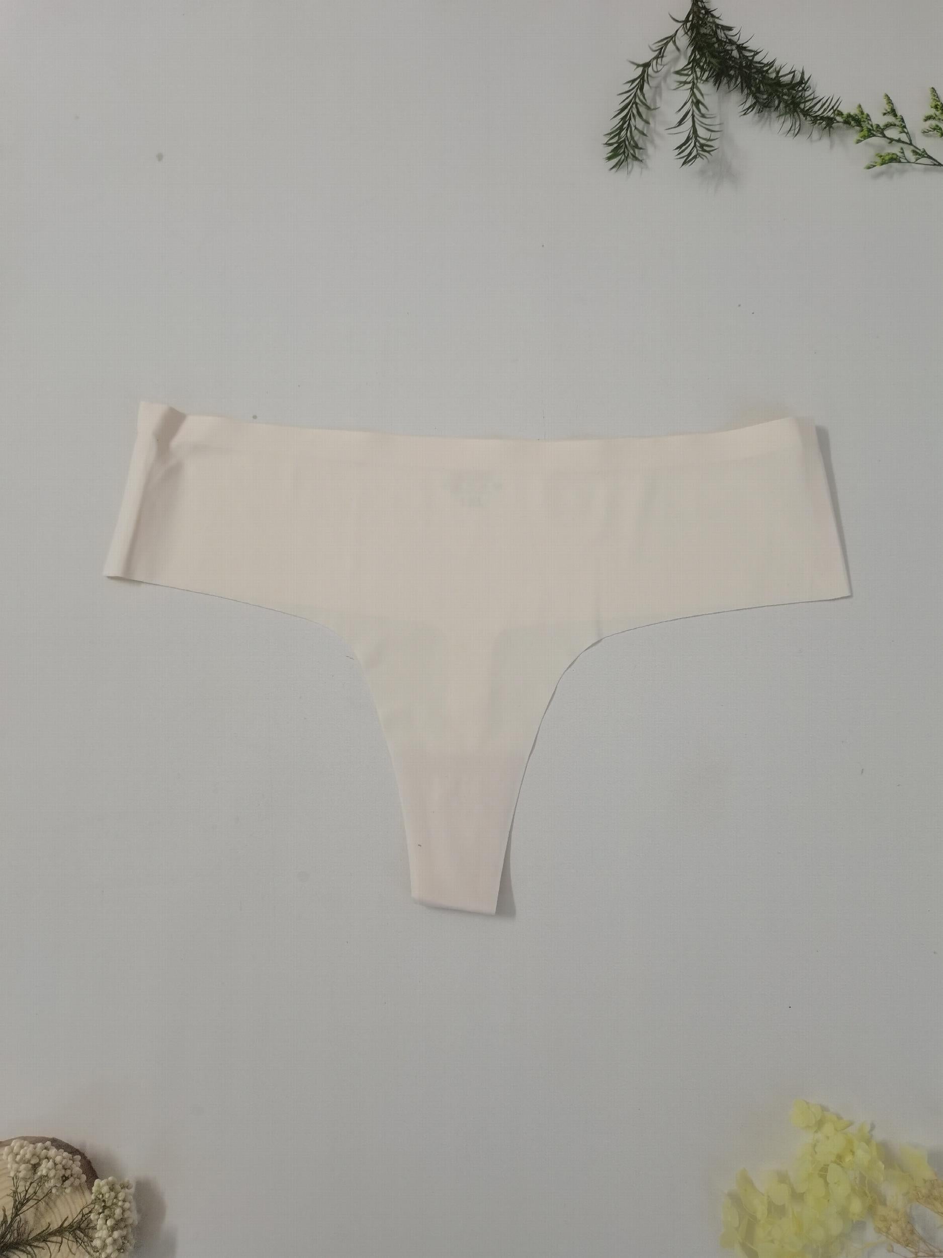 3 Pack Plus Size Seamless Thong Panties Set Women's Mid Waist Stretch