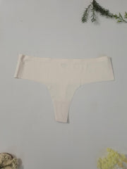 3 Pack Plus Size Seamless Thong Panties Set Women's Mid Waist Stretch