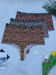 3 Pack Plus Size Sexy Panties Set Women's Leopard Print Seamless