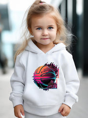 2pcs Basketball Print Outfits Girls Hoodies Jogger Pants Set For Girls Sports