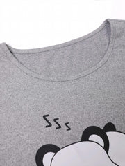 Panda Print Loungewear Set with Tee, Shorts & Pants
