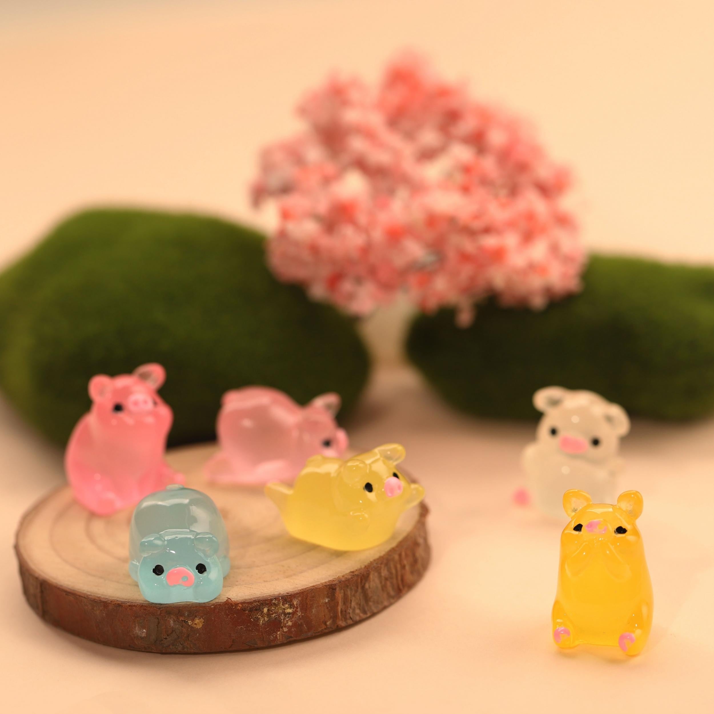 6pcs Luminous Resin Pig Ornament for Outdoor Indoor Courtyard