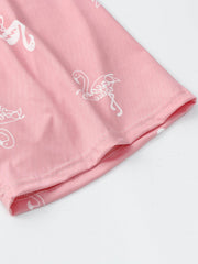 Flamingo Print Elastic Waist Loungewear Shorts