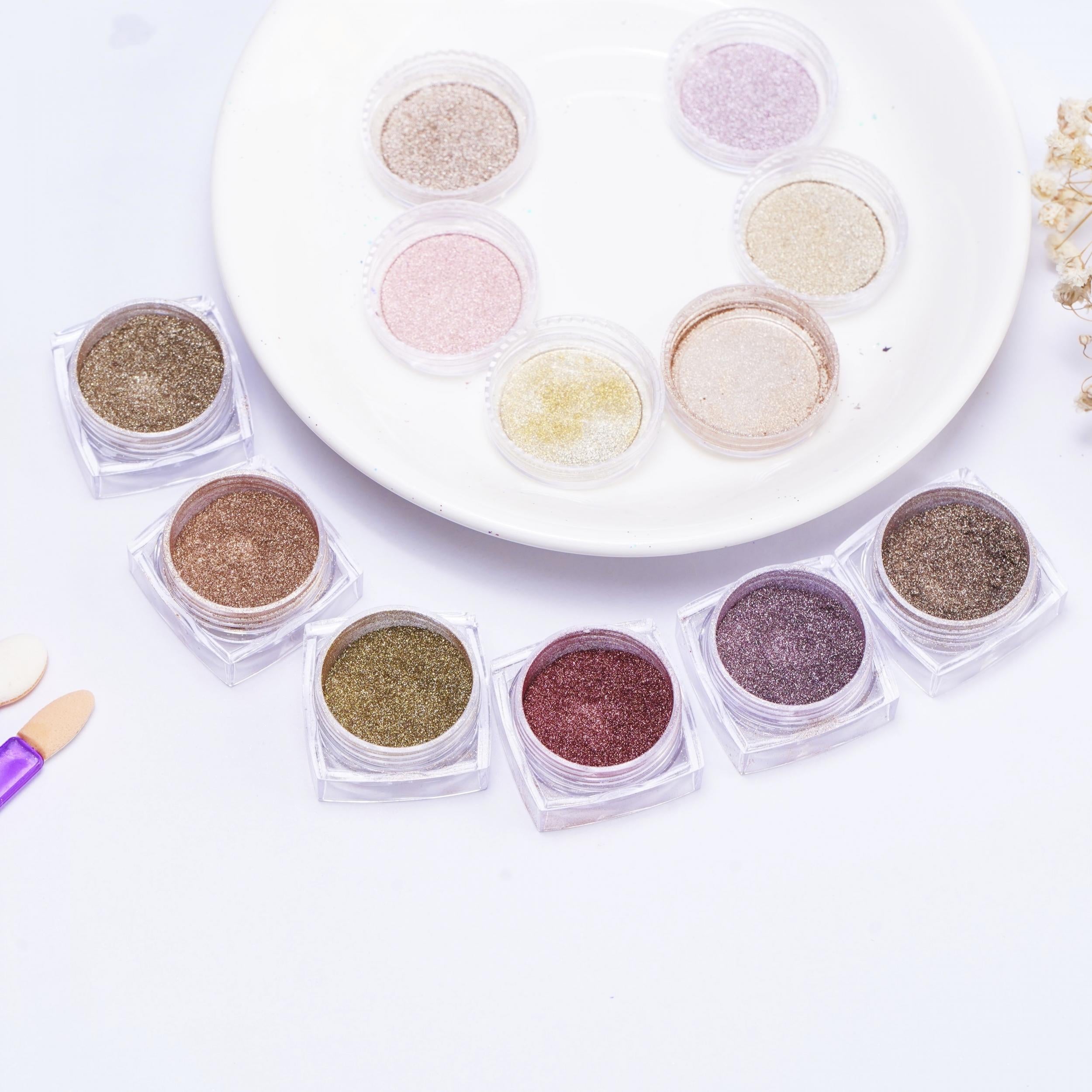 6 Box Magic Mirror Powder Nail Shining 3D Mermaid Decoration