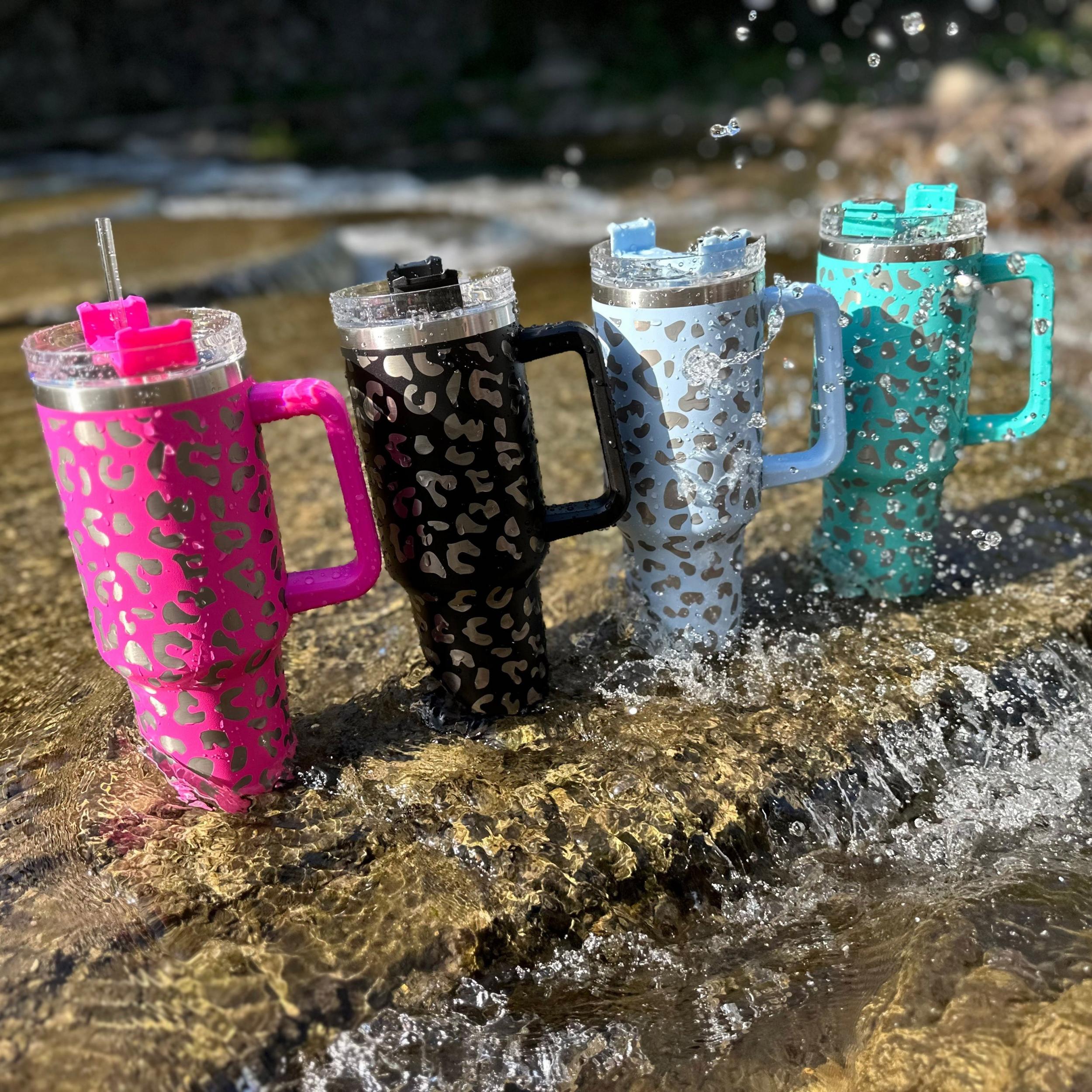 40oz Leopard Coffee Mug Leakproof Insulated Portable for Outdoor Sports