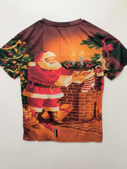 Santa Claus Print Men's Short Sleeve T Shirt Autumn Tee