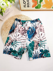 Boys Tropical Leaves Swim Trunks for Summer Beach Party