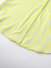 Women's Plus Striped Short Sleeve Button Up Shirt Dress