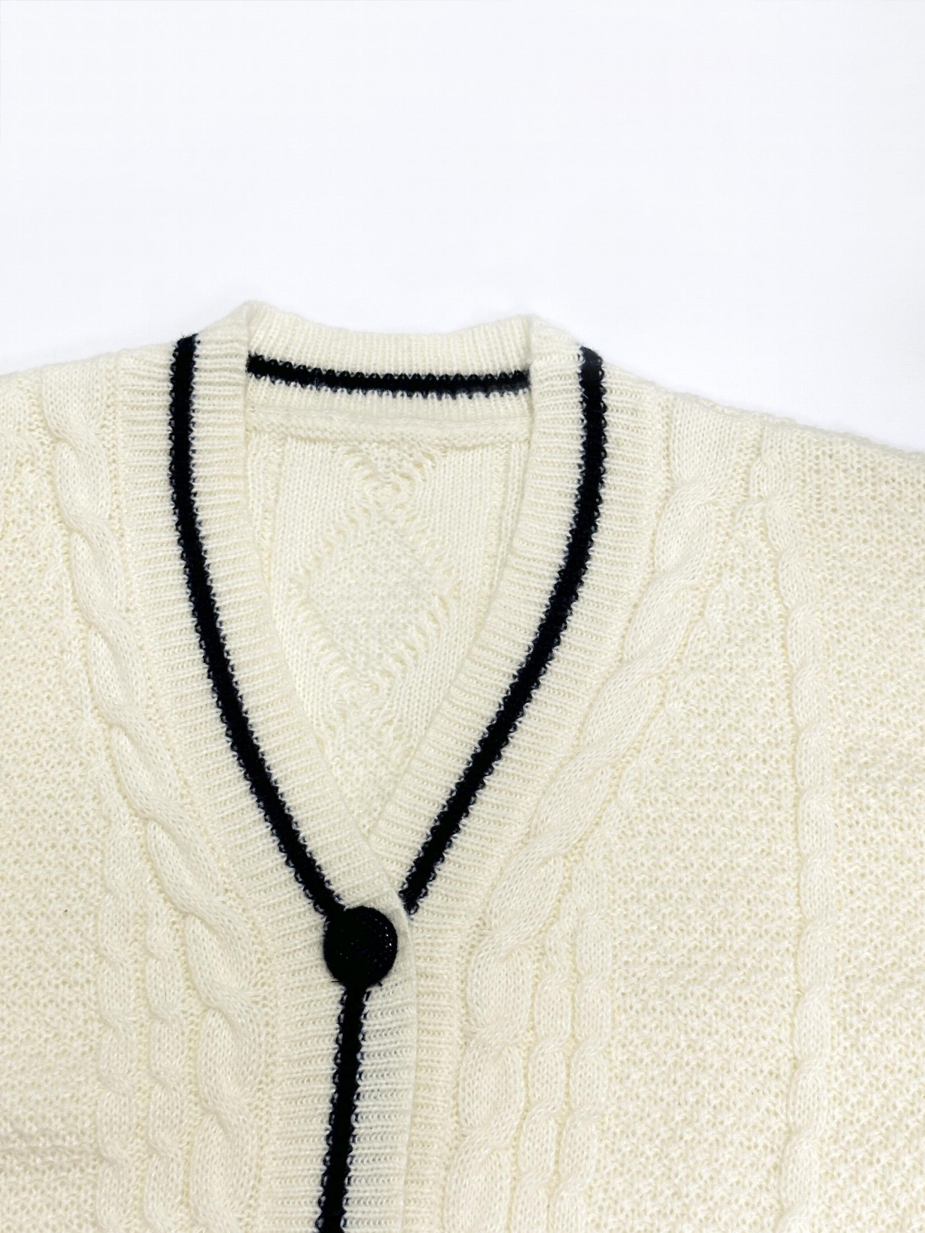 Star Embroidered Contrast Trim Cardigan Long Sleeve Casual Fall Winter