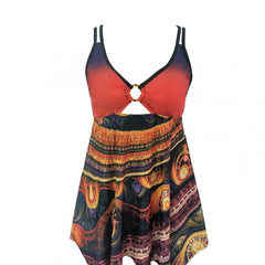 Women's Plus Graphic Print Tank Top Swimsuit Set